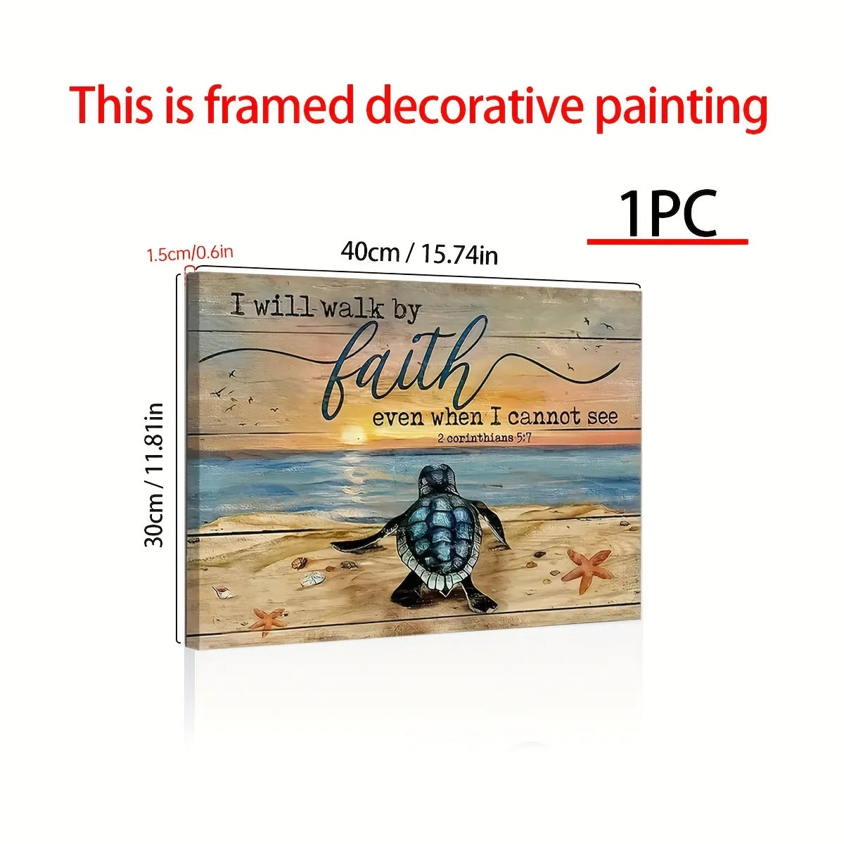 Wood Framed Landscape Canvas Painting Turtle Beach Poster