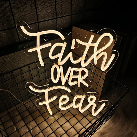 Faith Over Fear Neon Sign For Wall Decor