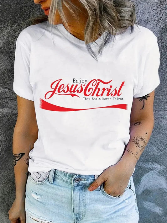 Jesus Print T-Shirt, Short Sleeve